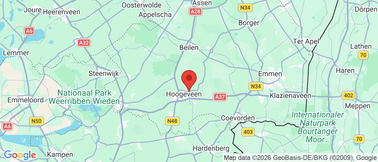 Google maps locatie van Van Leeuwen Autos Hoogeveen