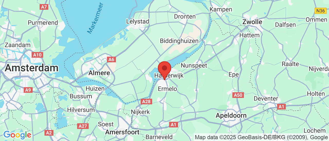 Google maps locatie van Nissan Van de Bunte Harderwijk