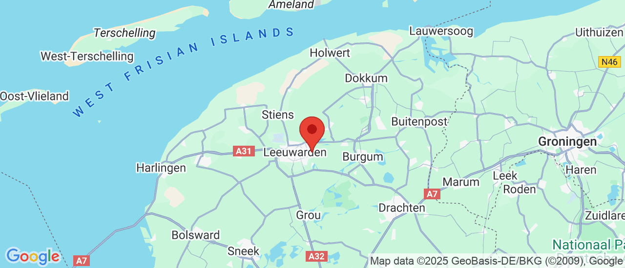 Google maps locatie van Sutherland Occasions Leeuwarden