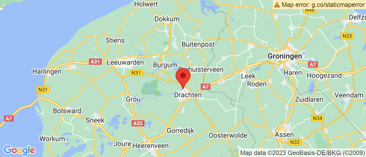 Google maps locatie van Sutherland Leeuwarden